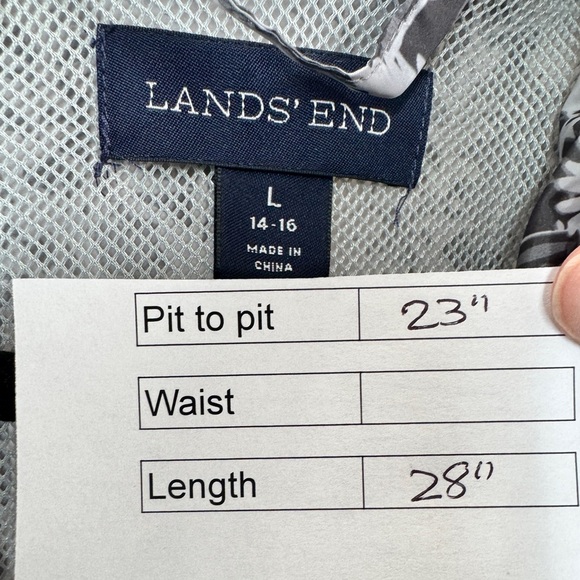 Lands' End Floral Full Zipper Windbreaker Grey - Picture 12 of 12